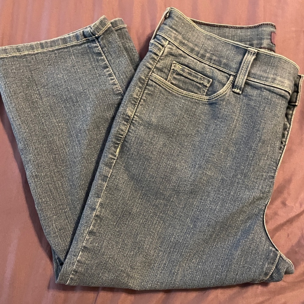 NYDJ Not Your Daughters Jeans Medium Wash Cropped  Bling Pockets Jeans Sz 10‎